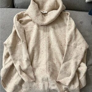 LOFT Speckled Cream Cowl Neck Sweater